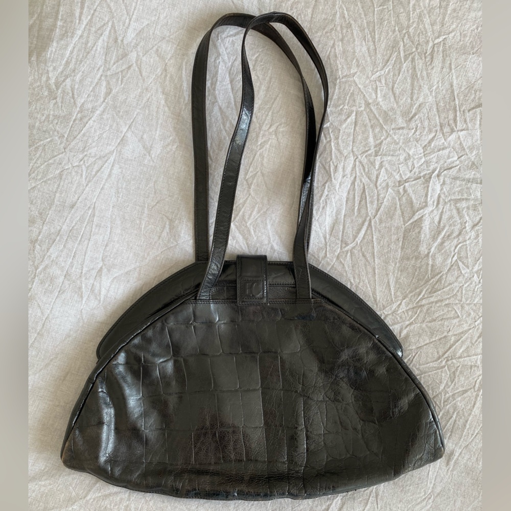 Enrico Coveri leather crocodile print purse